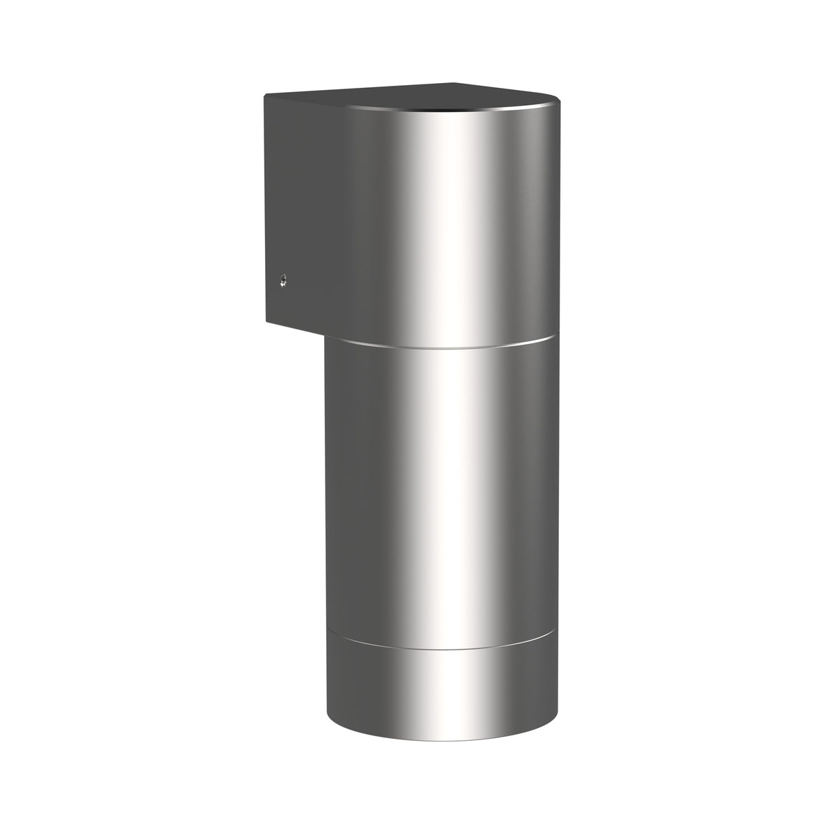 LuxR Modux 4 wall down light in stainless steel, a cylinder hanging below a squared wall bracket
