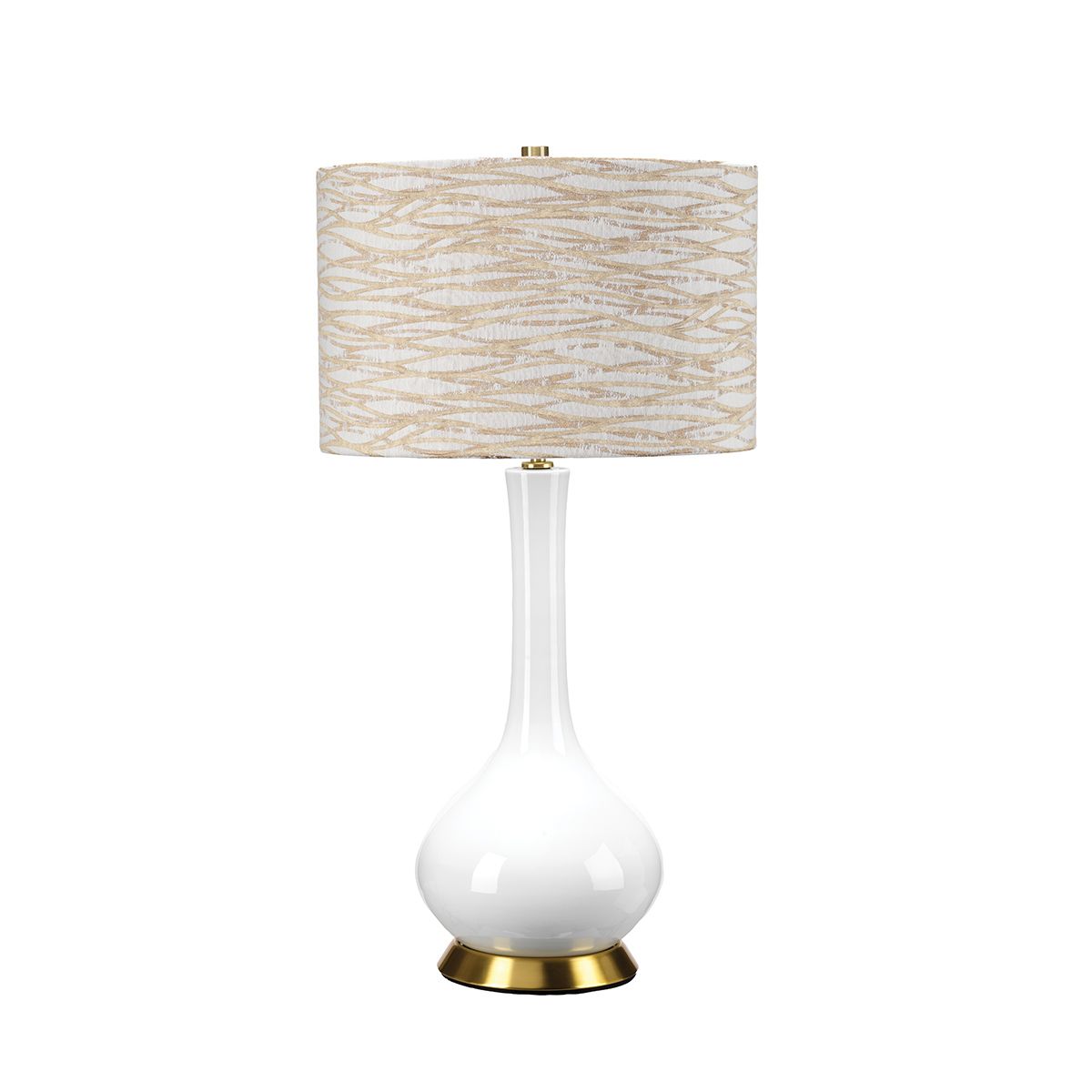 Elstead Milo 1 Light Table Lamp - White, Aged Brass & Orange