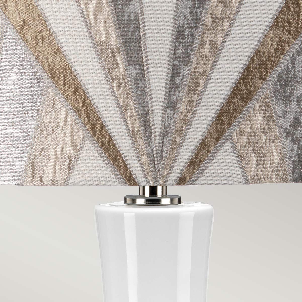 Elstead Milo 1 Light Table Lamp - White, Polished Nickel & Silver