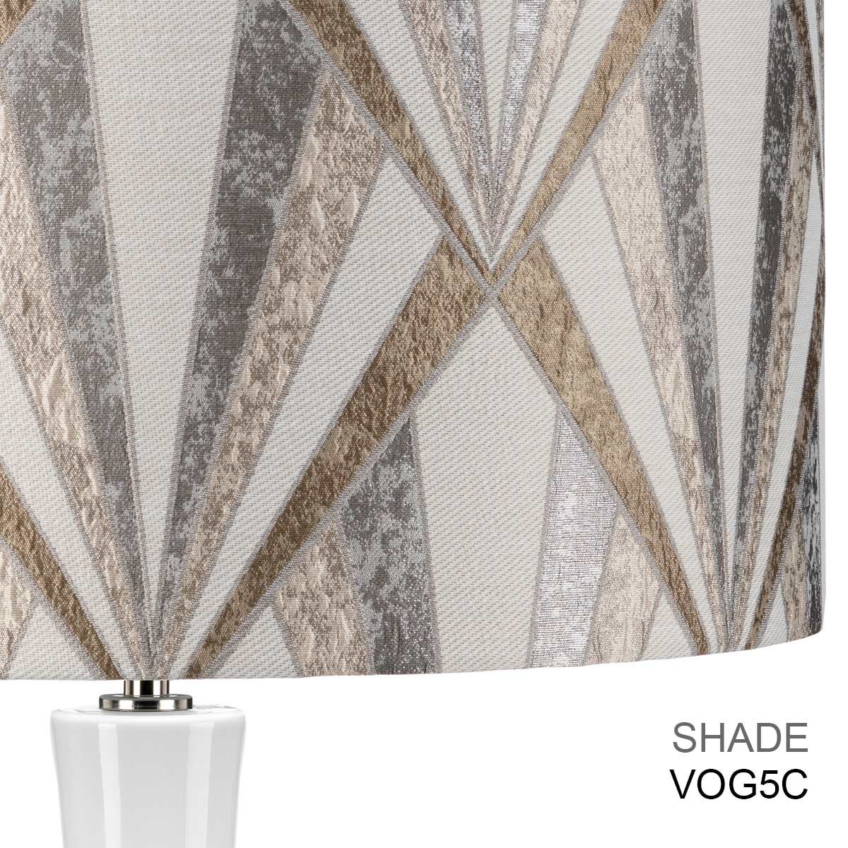 Elstead Milo 1 Light Table Lamp - White, Polished Nickel & Silver