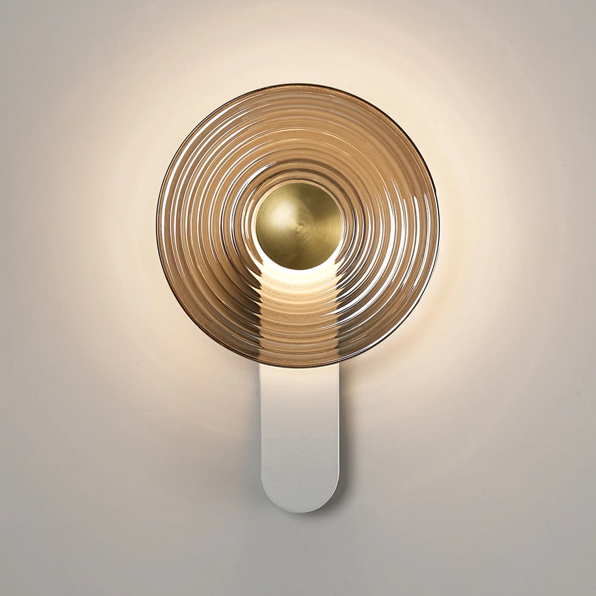Milton Wall Lamp - Satin White & Smoke & Brass,