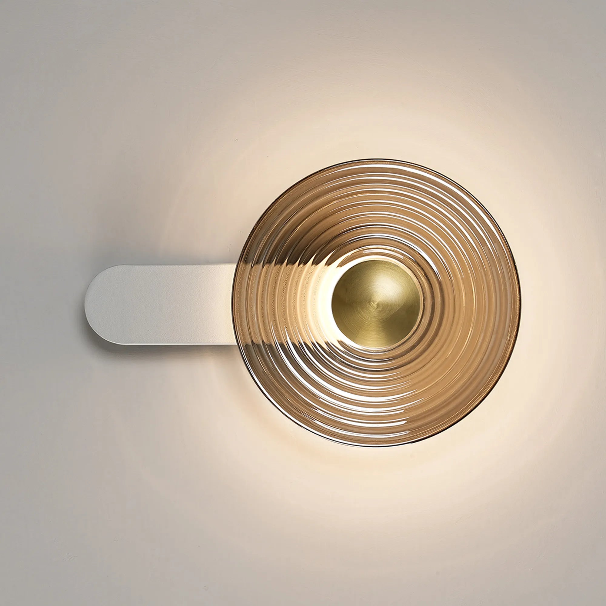 Milton Wall Lamp - Satin White & Smoke & Brass,