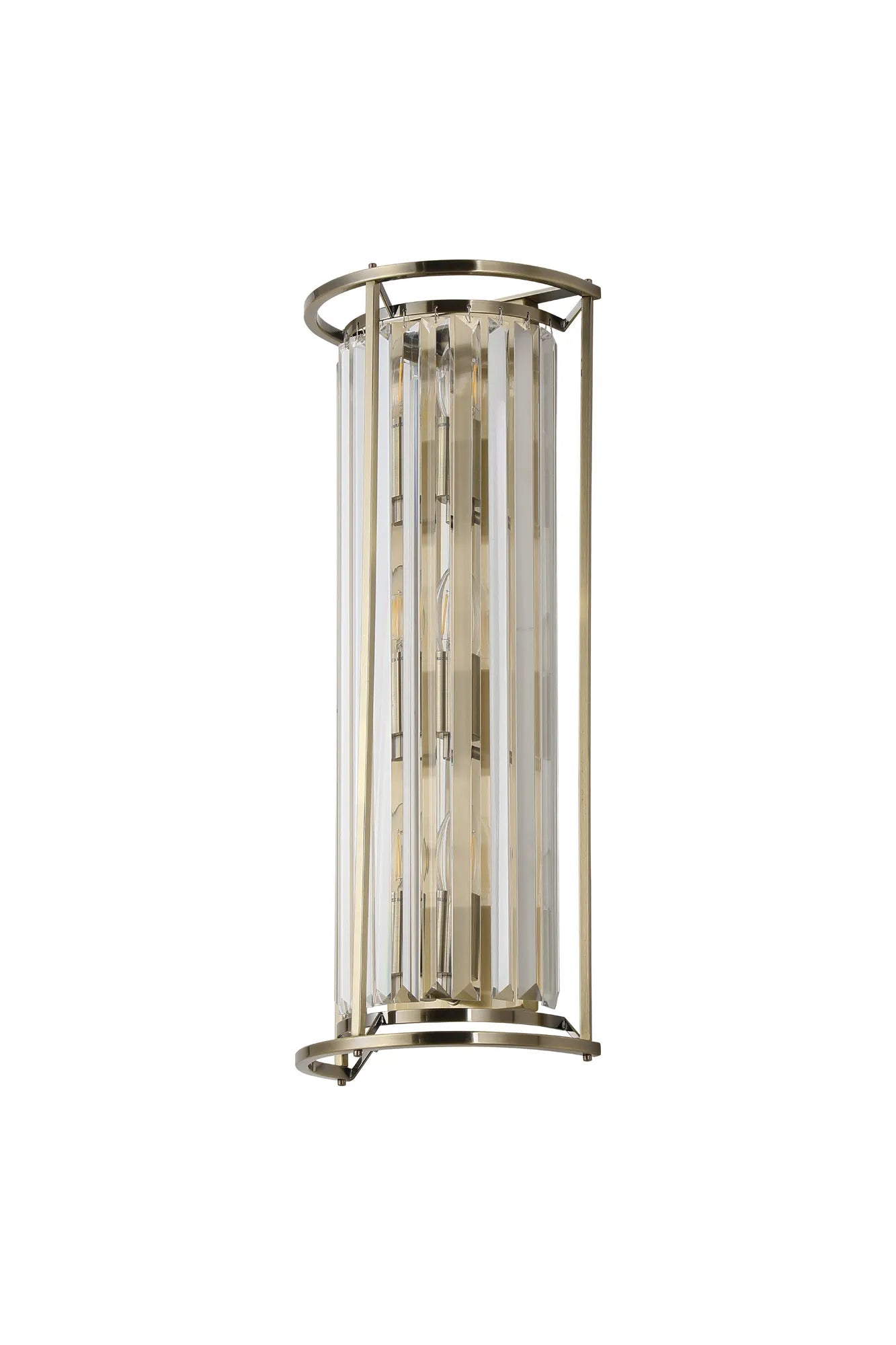 Fabula Oakhurst 3 Light Tall E14 Wall Lamp - Antique Brass & Clear Crystal