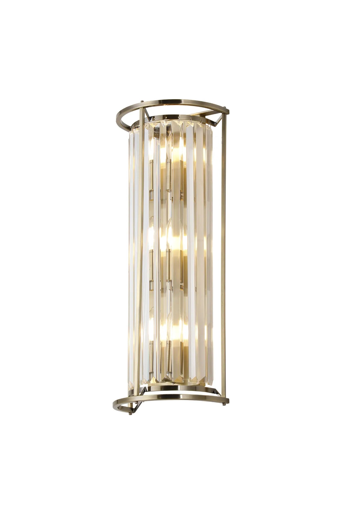 Fabula Oakhurst 3 Light Tall E14 Wall Lamp - Antique Brass & Clear Crystal