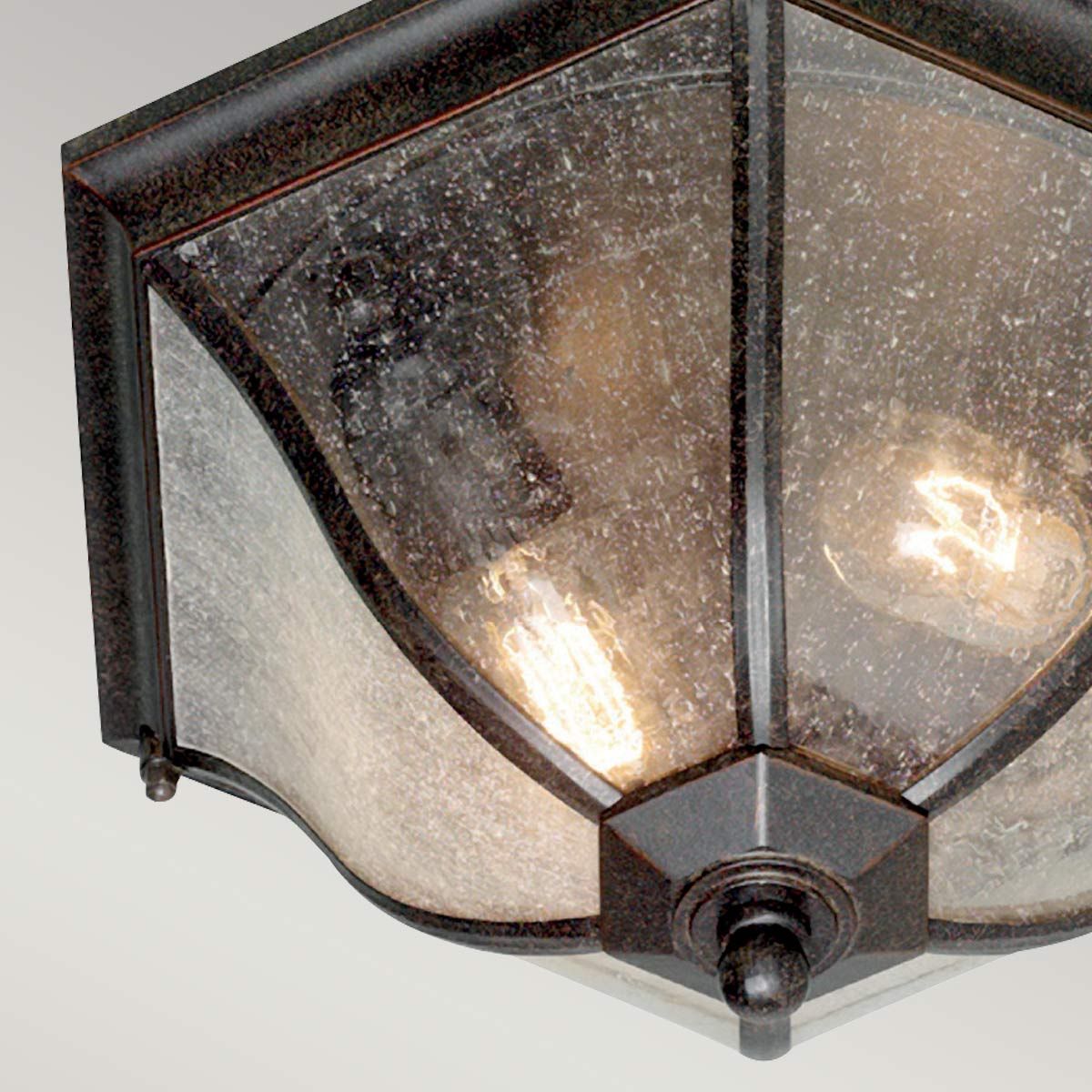 Elstead New England 2 Light Medium Flush Lantern - Weathered Bronze