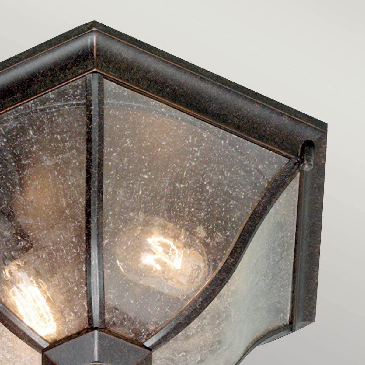 Elstead New England 2 Light Medium Flush Lantern - Weathered Bronze