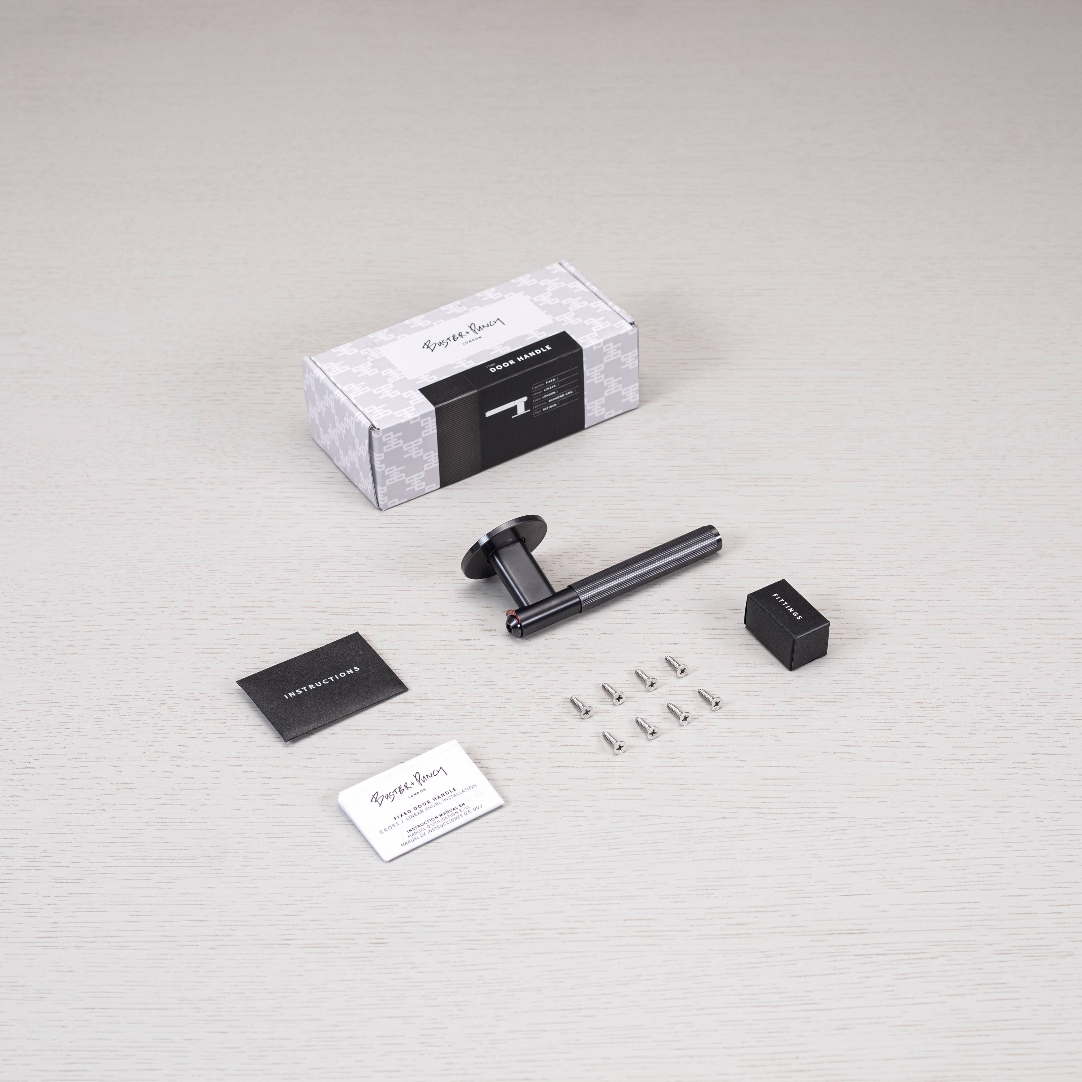 Buster + Punch Door Handle - Fixed - Single-Sided - Linear Knurl