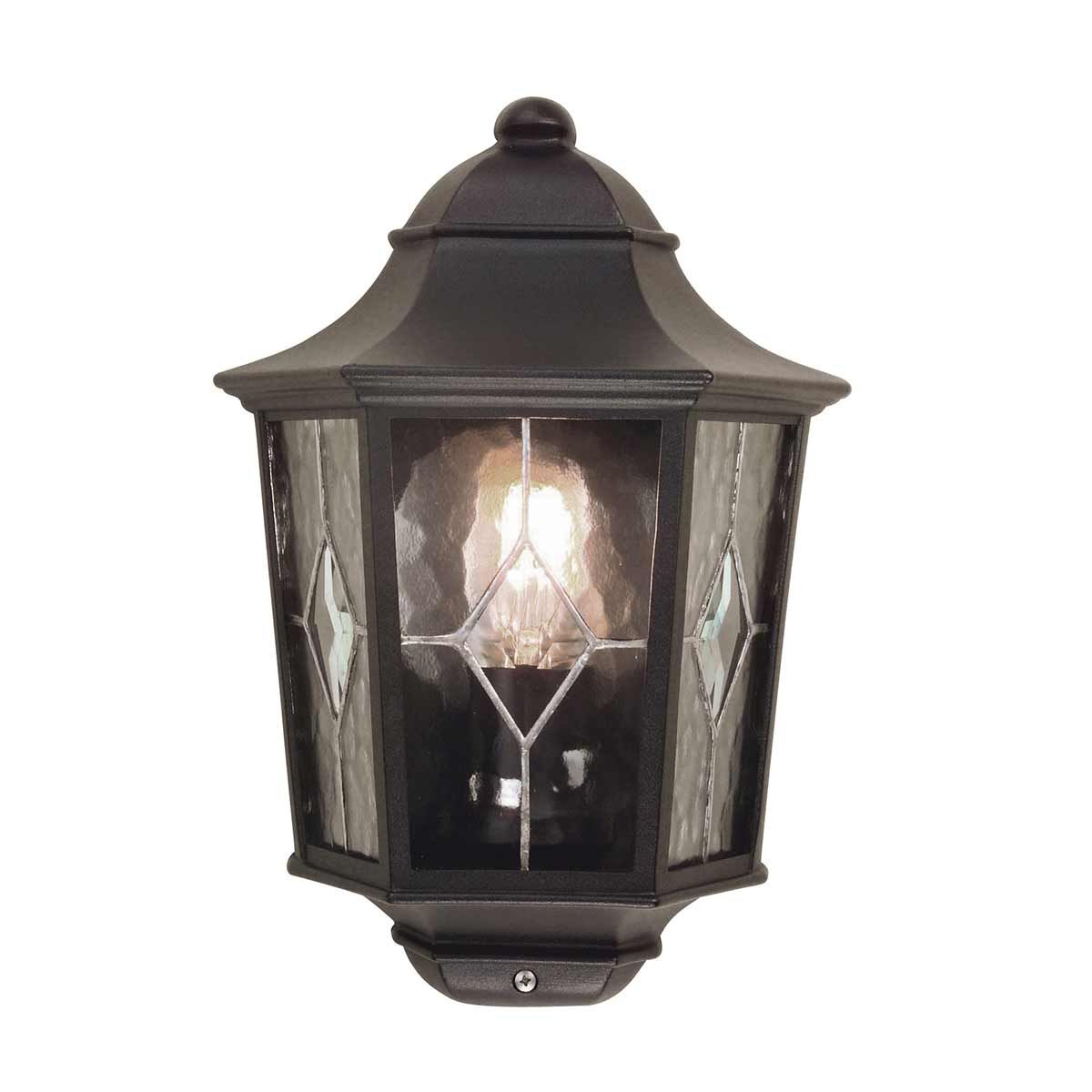 Elstead Norfolk Single Large Half Lantern - Black