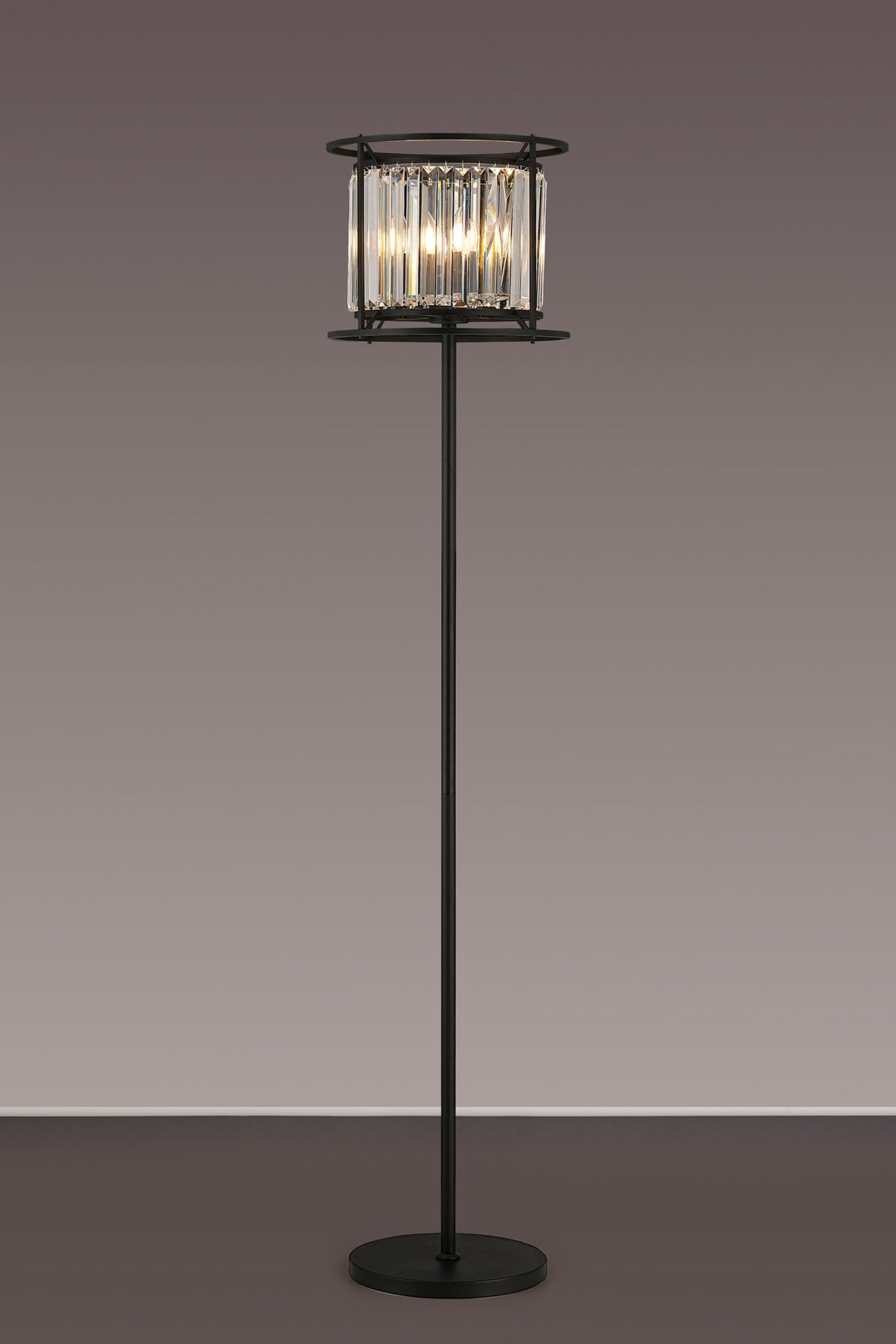 Fabula Oakhurst Floor Lamp – 36 cm – Satin Black & Clear Crystal