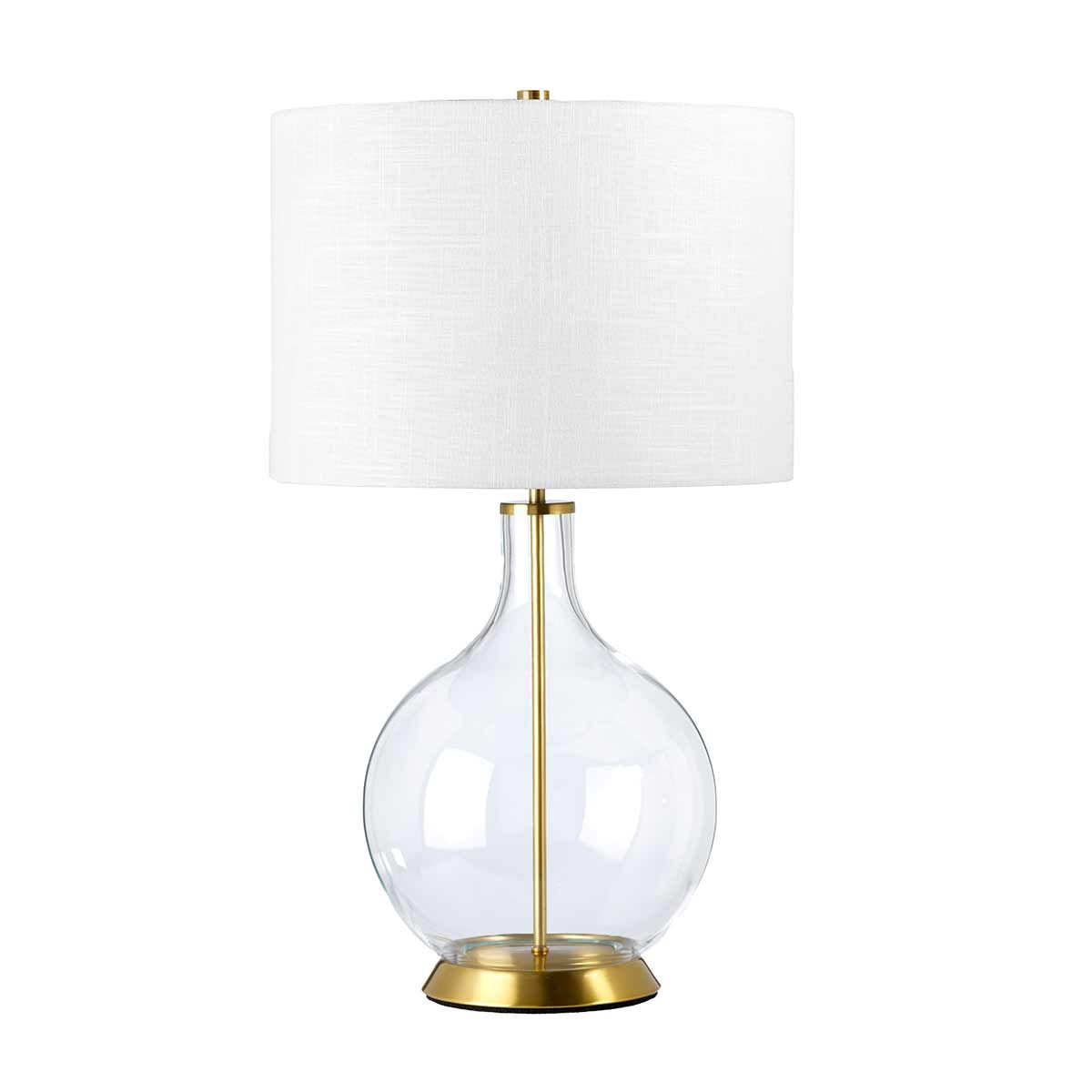 Elstead Orb Single Table Lamp - Aged Brass & White Shade