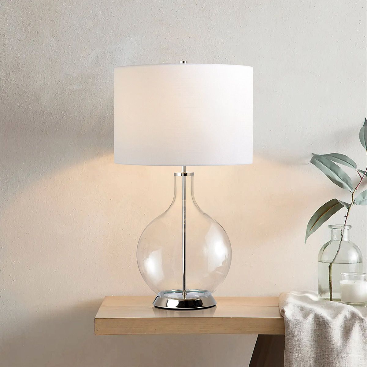 Elstead Orb Single Table Lamp - Polished Nickel & White Shade
