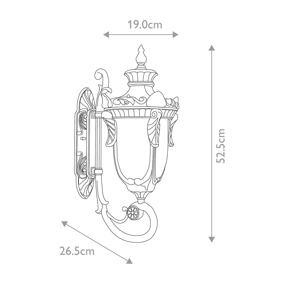 Elstead Philadelphia Single Medium Wall Up Lantern - Old Bronze