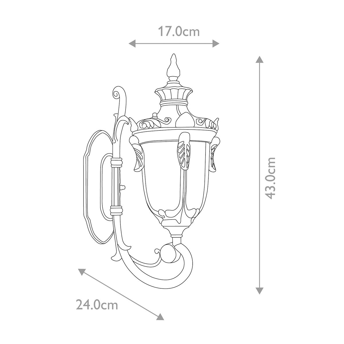 Elstead Philadelphia Single Small Wall Up Lantern - Old Bronze