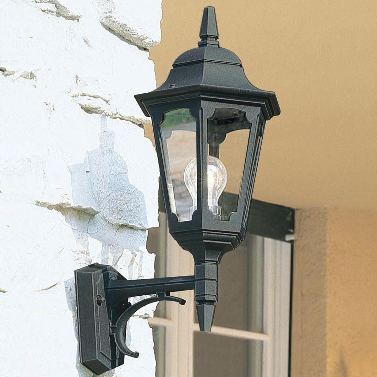 Elstead Parish Single Up Wall Lantern - Black