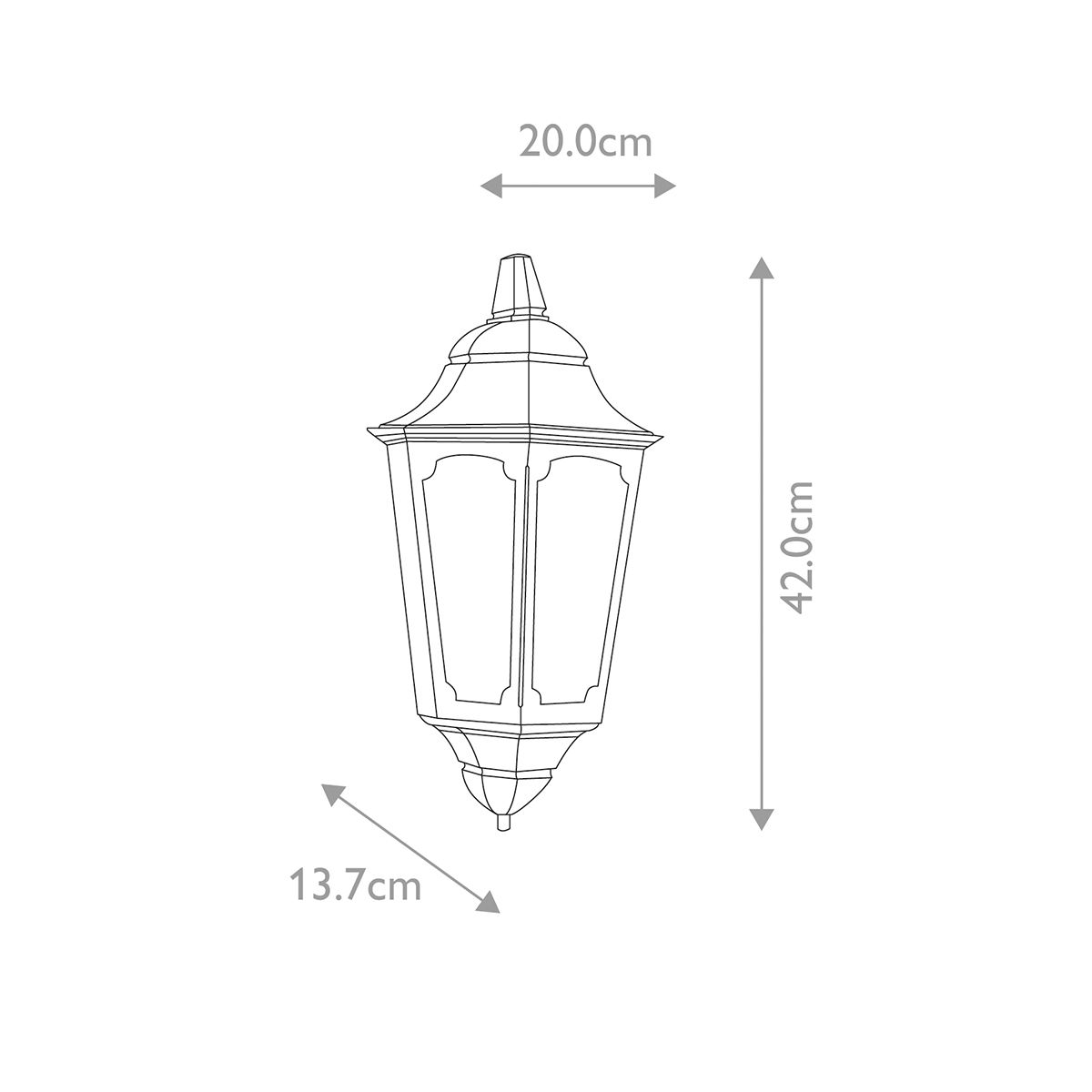 Elstead Parish Single Half Lantern - Black