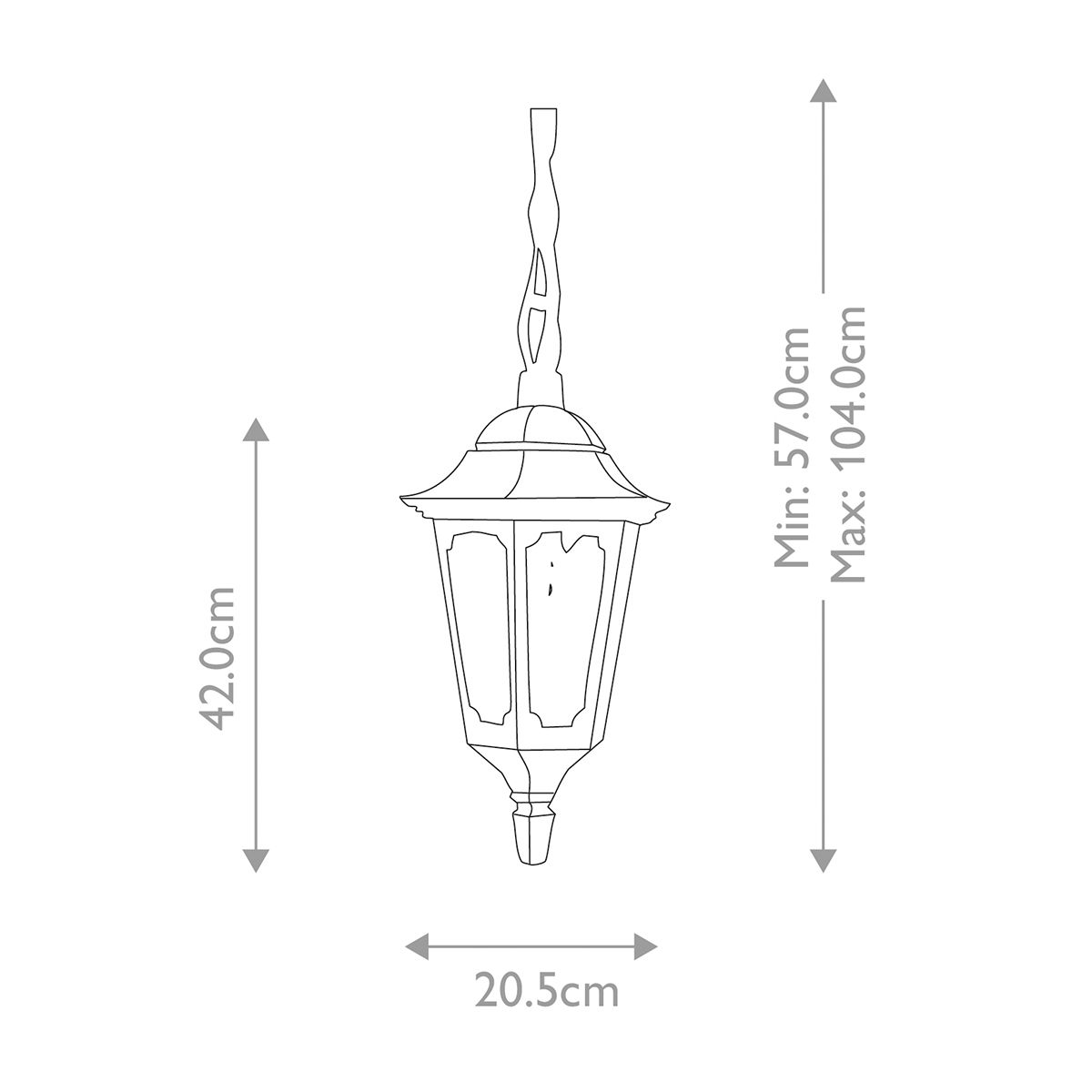 Elstead Parish 1 Light Chain Lantern - Black