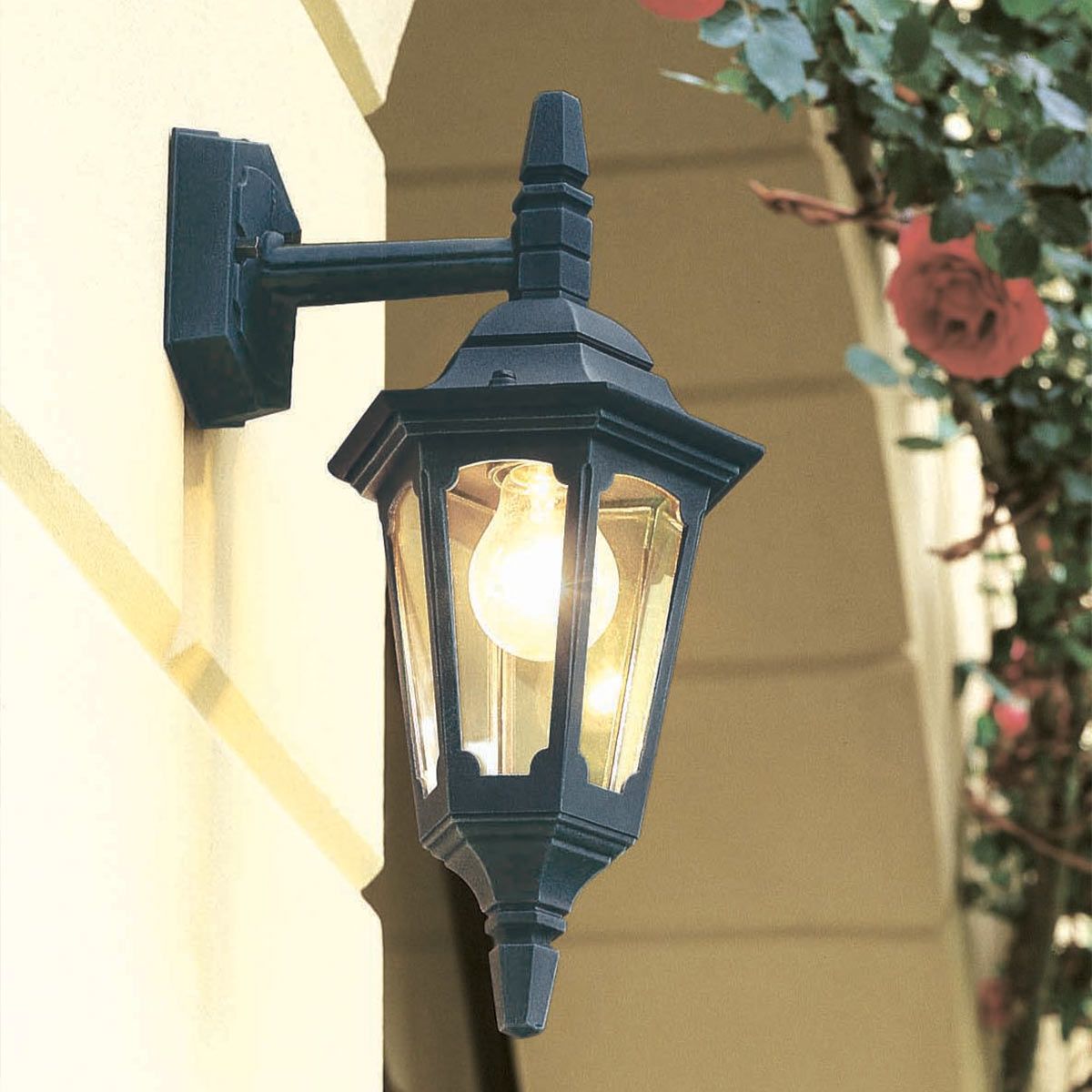 Elstead Parish Mini Single Down Wall Lantern - Black