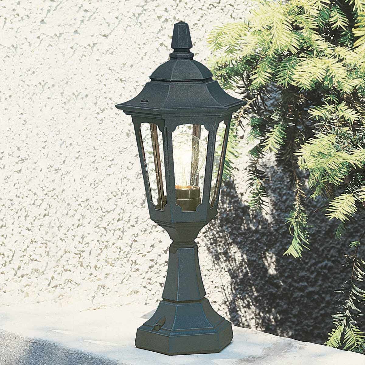 Elstead Parish Mini Single Pedestal Lantern - Black