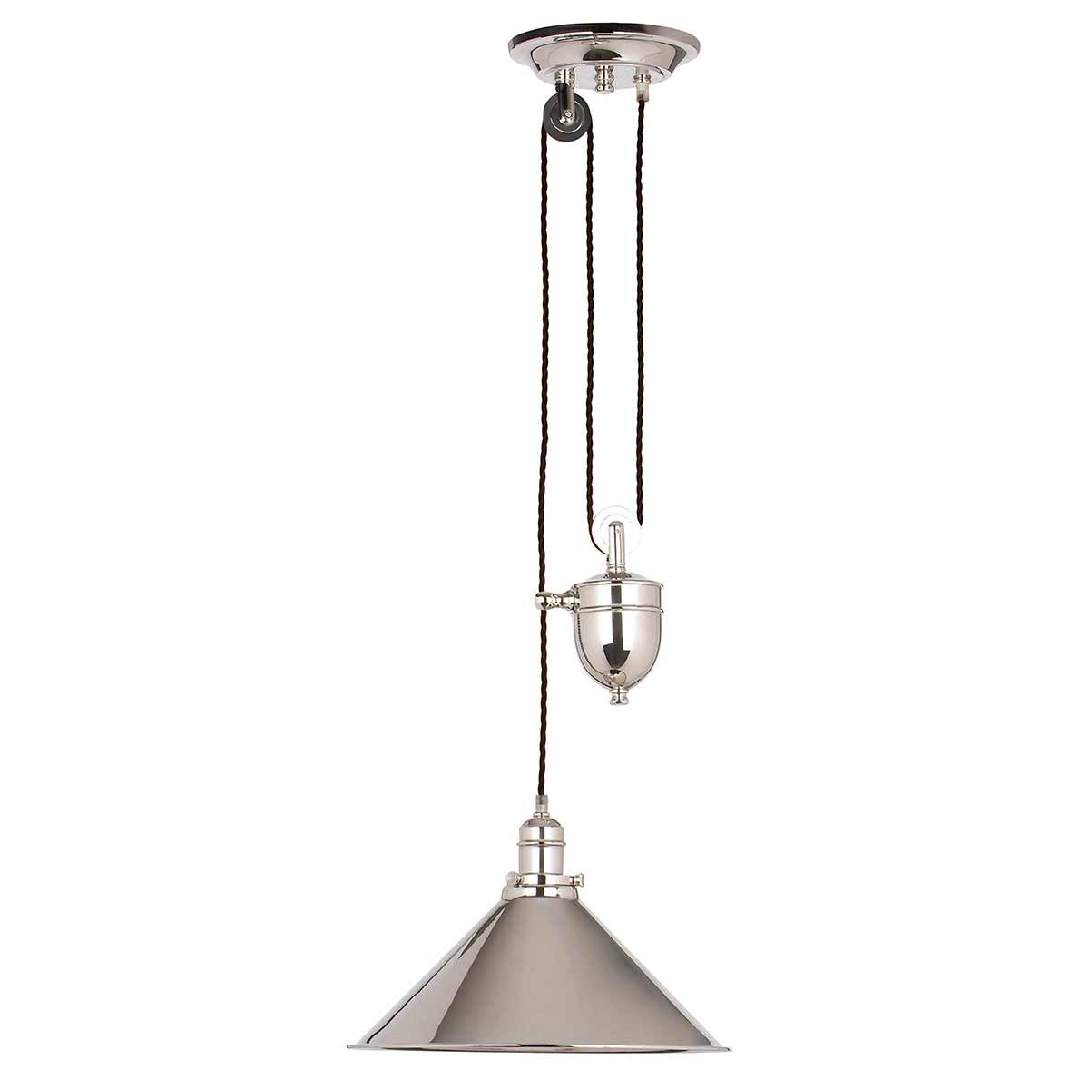 Elstead Provence Single Rise and Fall Pendant - Polished Nickel