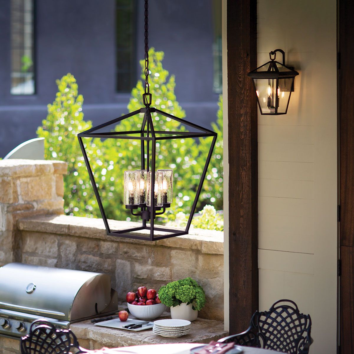 Quintiesse Alford Place 4 Light Outdoor Pendant - Museum Black