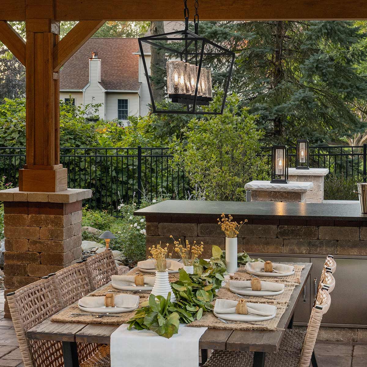 Quintiesse Alford Place 6 Light Outdoor Linear Pendant - Museum Black