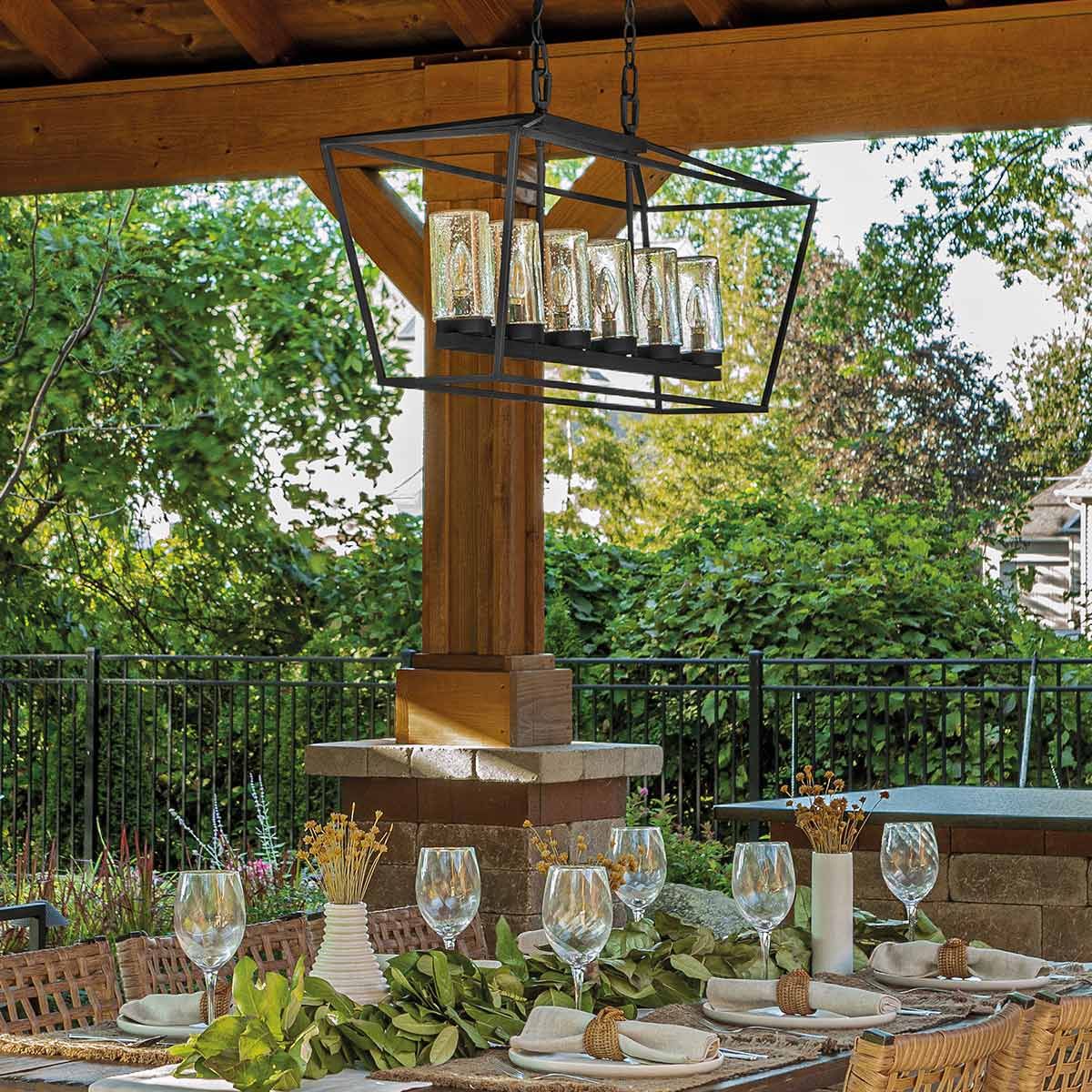 Quintiesse Alford Place 6 Light Outdoor Linear Pendant - Museum Black