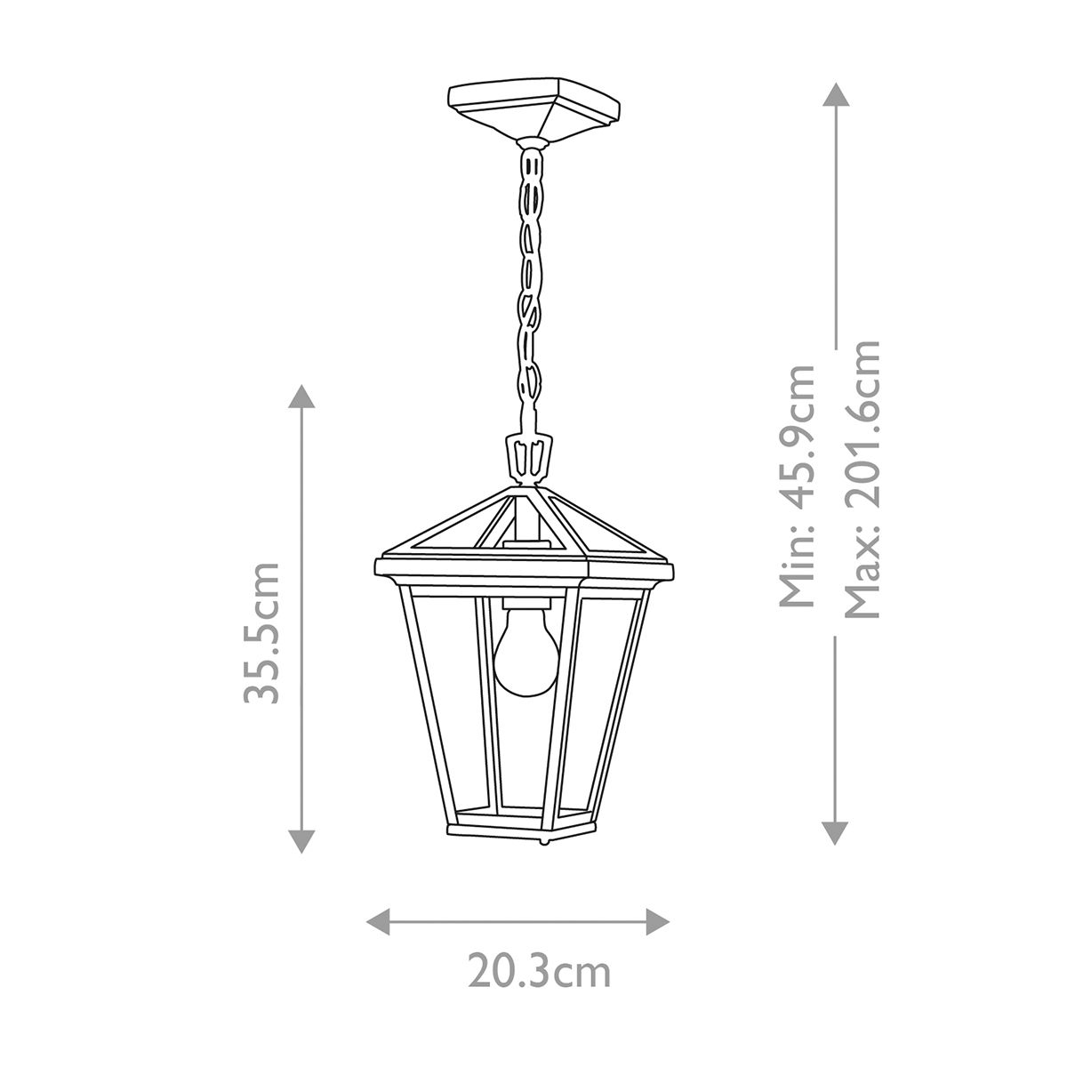 Quintiesse Alford Place Single Small Chain Lantern - Museum Black