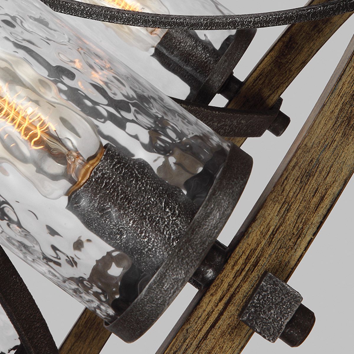 Quintiesse Angelo 5 Light Chandelier - Distressed Weathered Oak & Slate Grey Metal