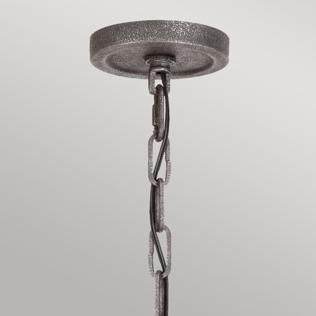 Quintiesse Angelo 6 Light Chandelier - Distressed Weathered Oak & Slate Grey Metal