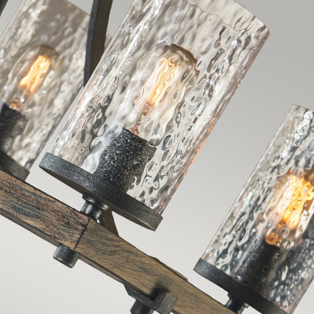 Quintiesse Angelo 8 Light Isle Chandelier - Distressed Weathered Oak & Slate Grey Metal