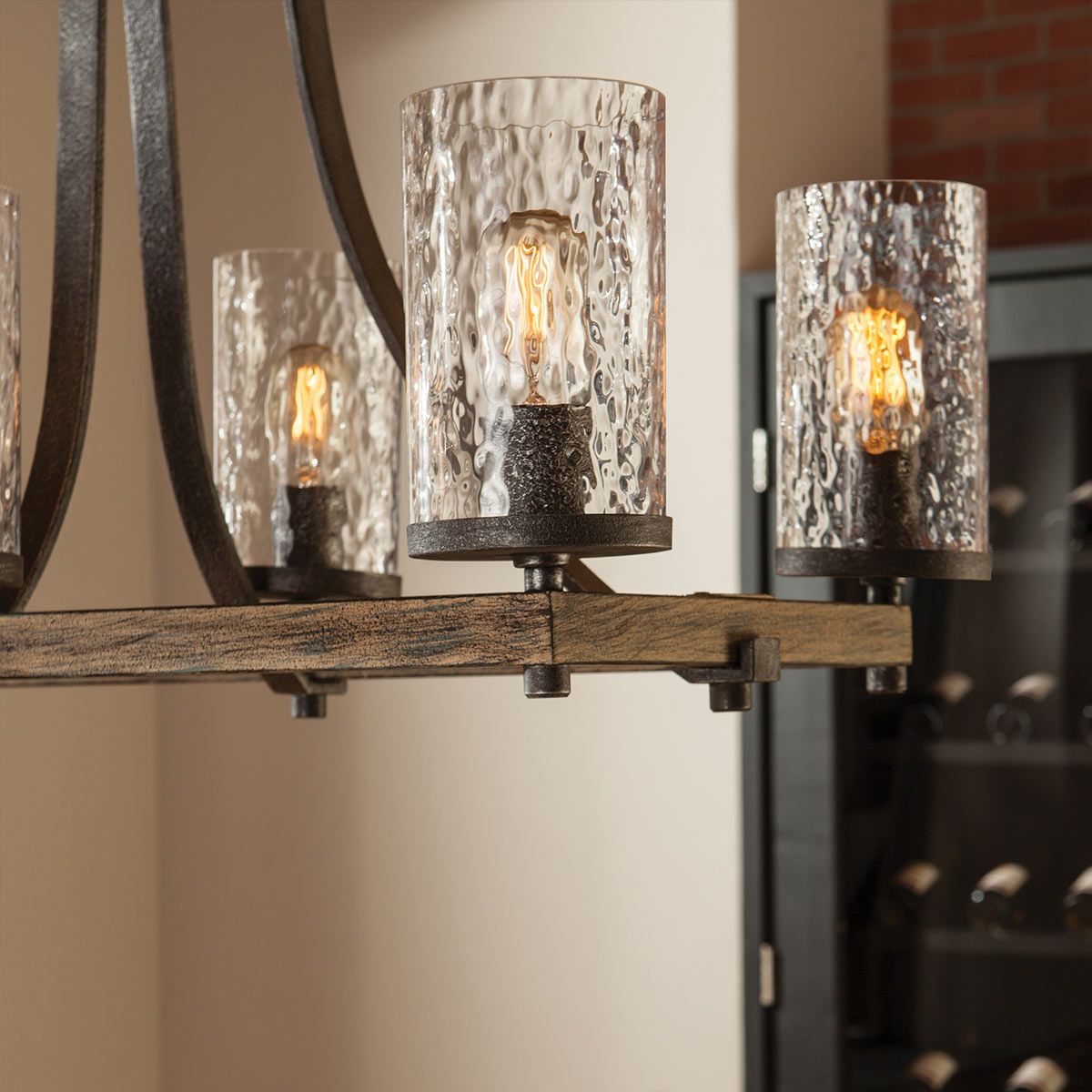 Quintiesse Angelo 8 Light Isle Chandelier - Distressed Weathered Oak & Slate Grey Metal
