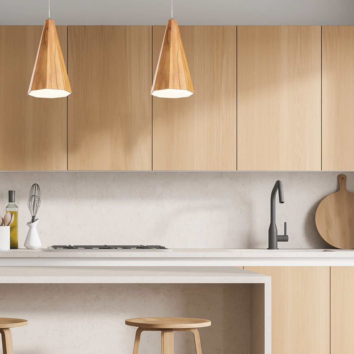 Quintiesse Angular Pendant Light - Teak Veneer