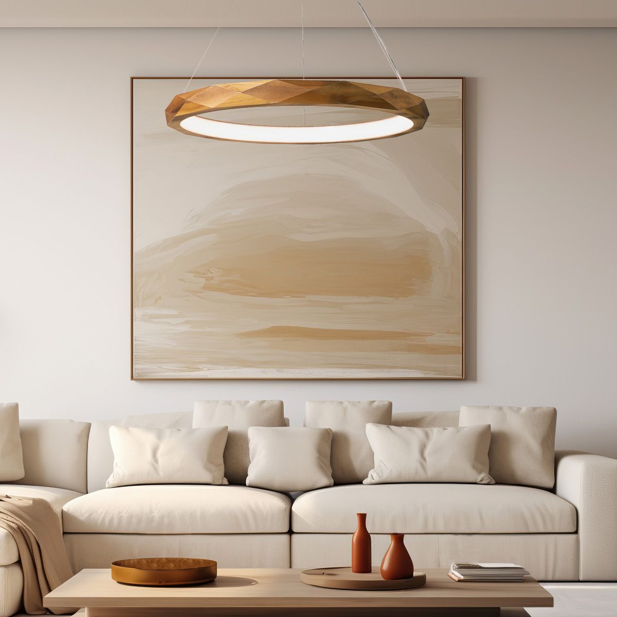 Quintiesse Angular LED Pendant Light - Teak Veneer
