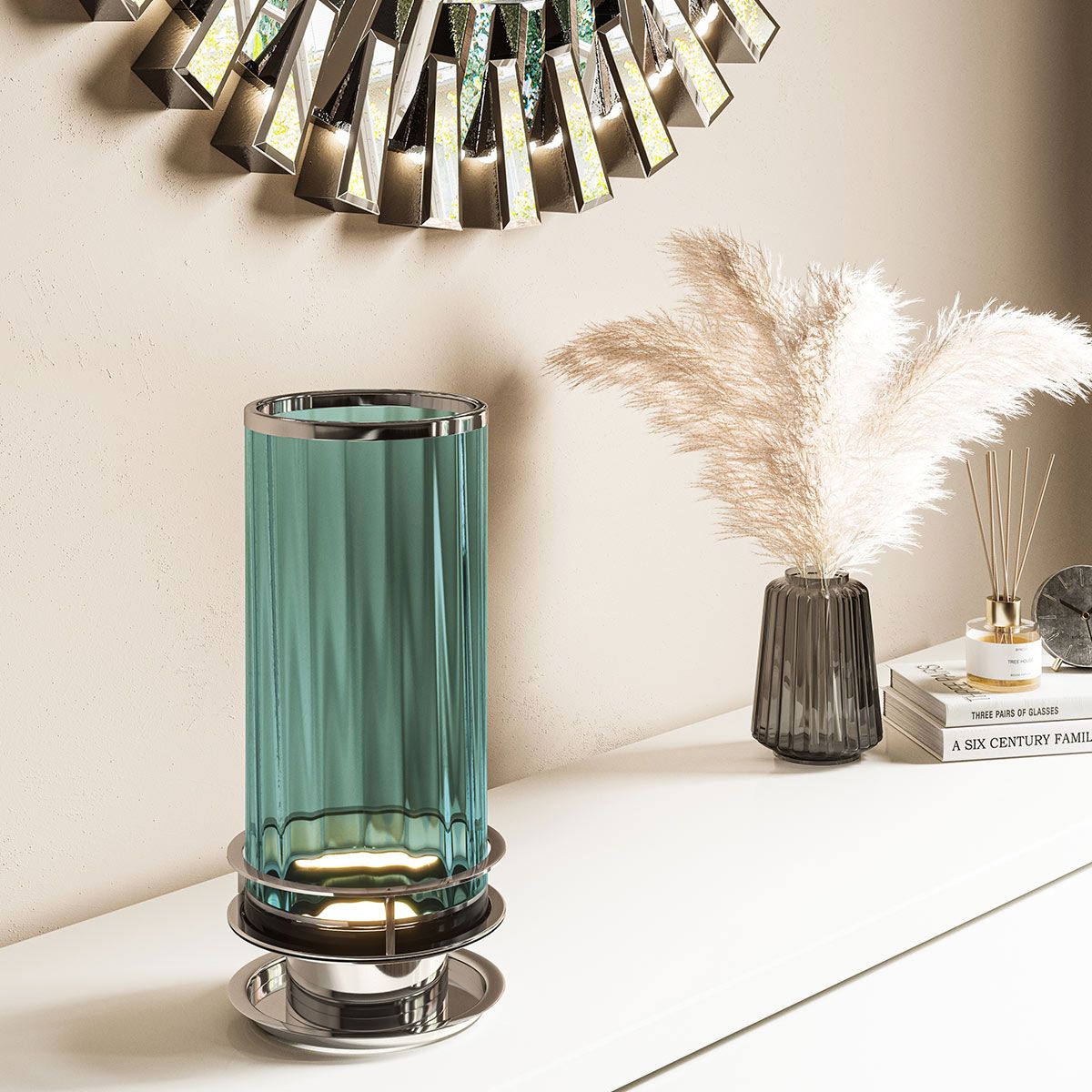 Quintiesse Arno Single Table Lamp - Green - Polished Nickel
