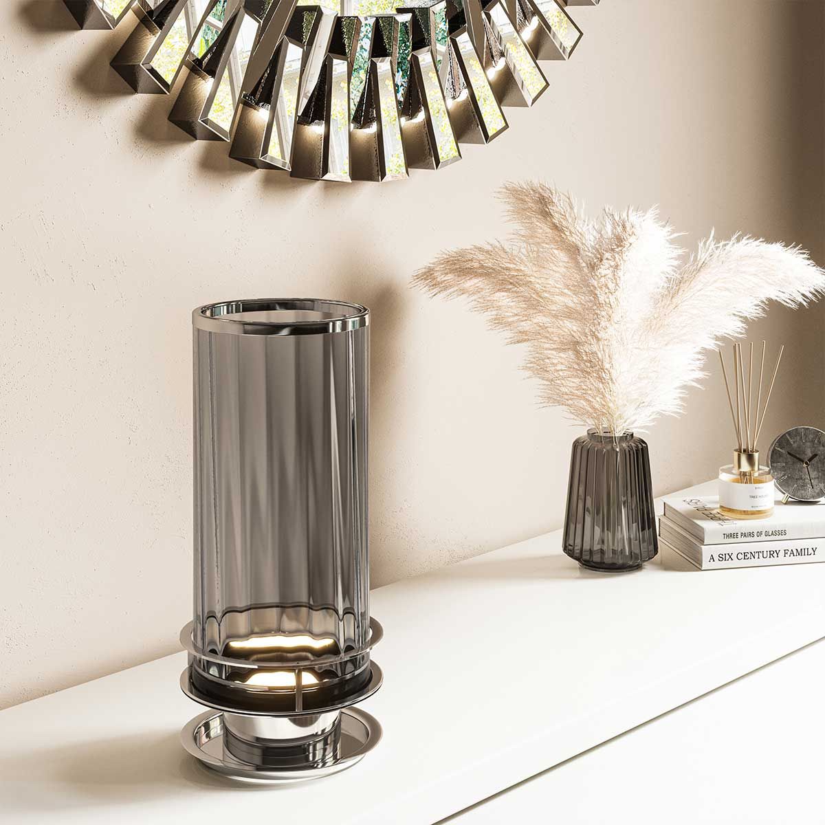 Quintiesse Arno Single Table Lamp - Smoke - Polished Nickel