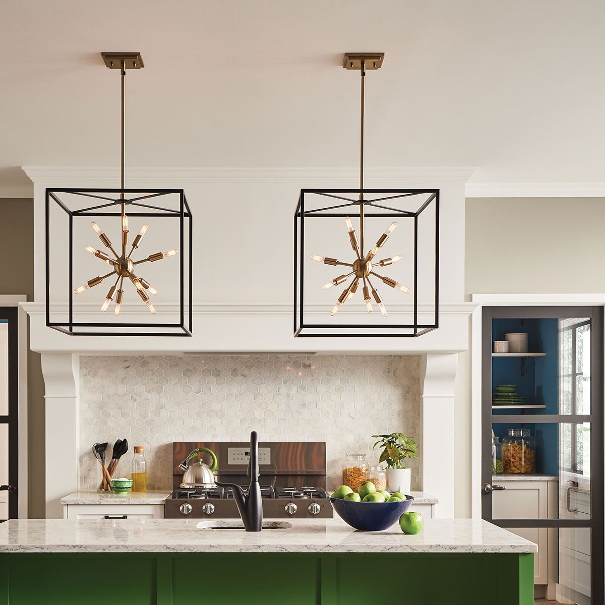 Quintiesse Aros 12 Light Pendant - Black & Warm Brass