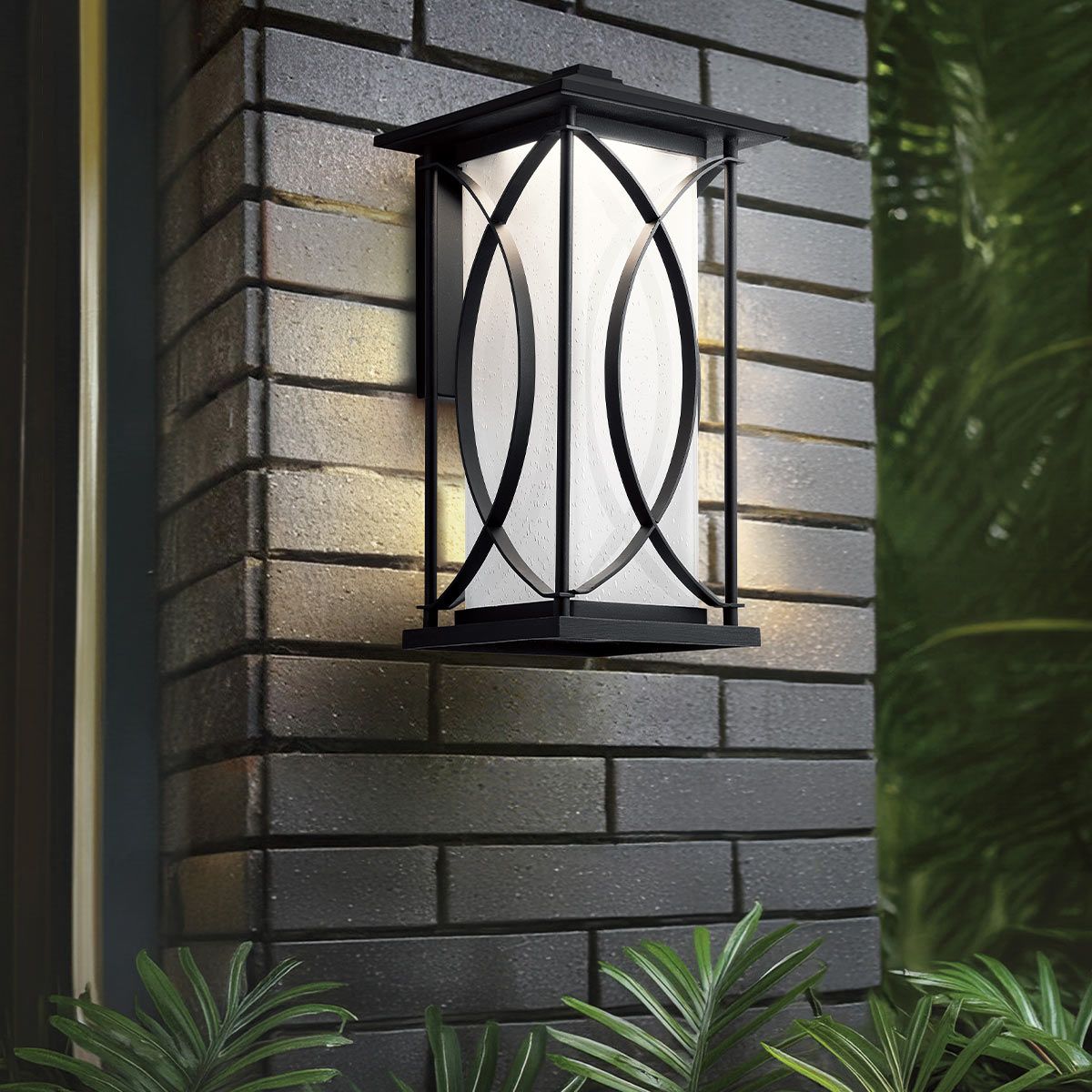 Quintiesse Ashbern Single Large IP44 Wall Lantern - Textured Black