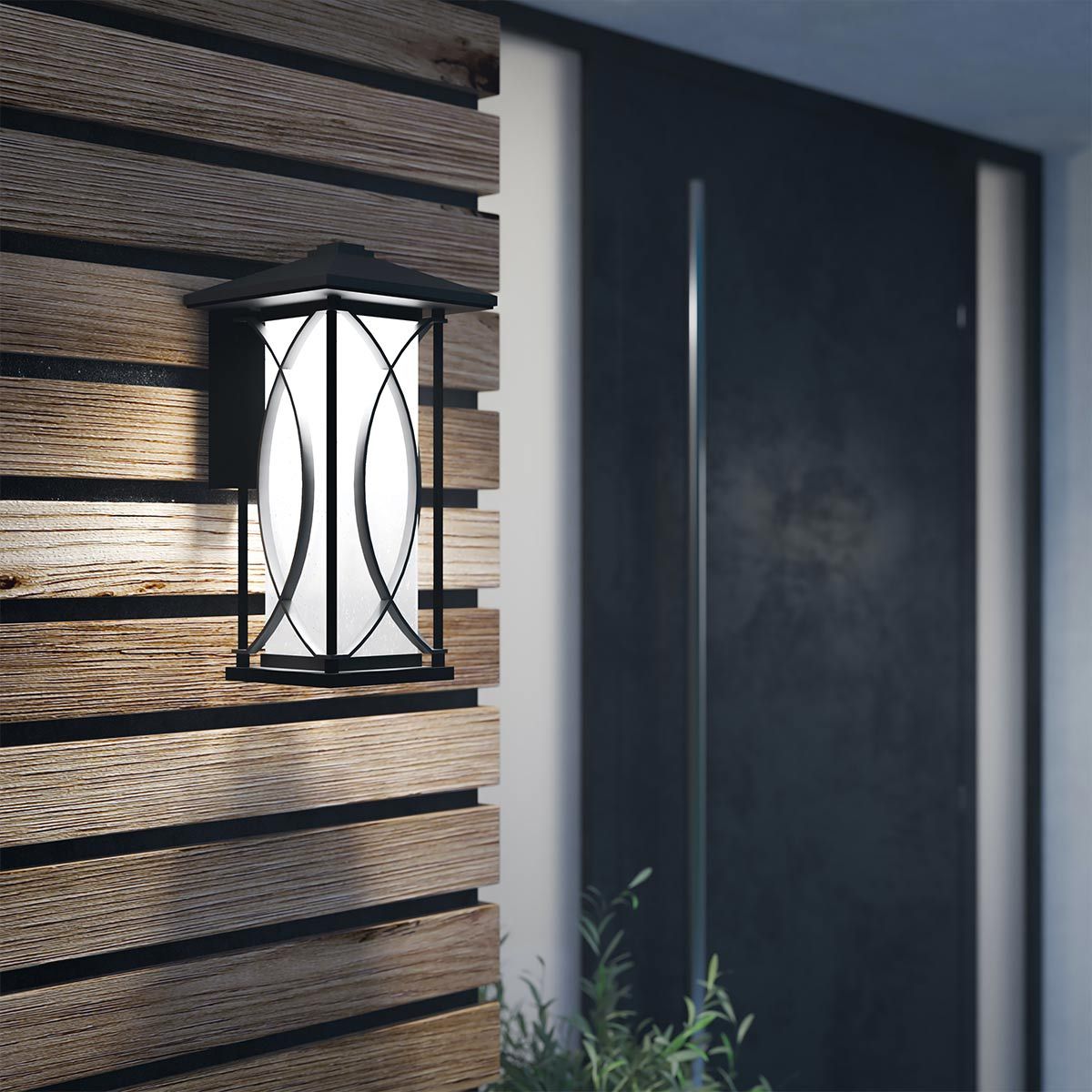 Quintiesse Ashbern Single Medium IP44 Wall Lantern - Textured Black
