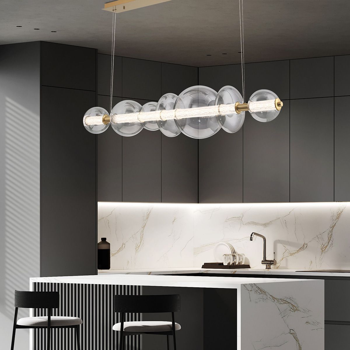 Quintiesse Atomo 7 Light Linear Pendant - Gold