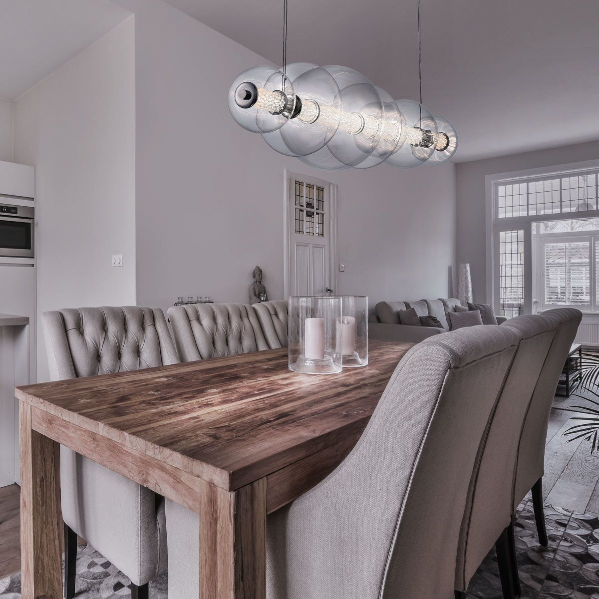 Quintiesse Atomo 7 Light Linear Pendant - Polished Chrome