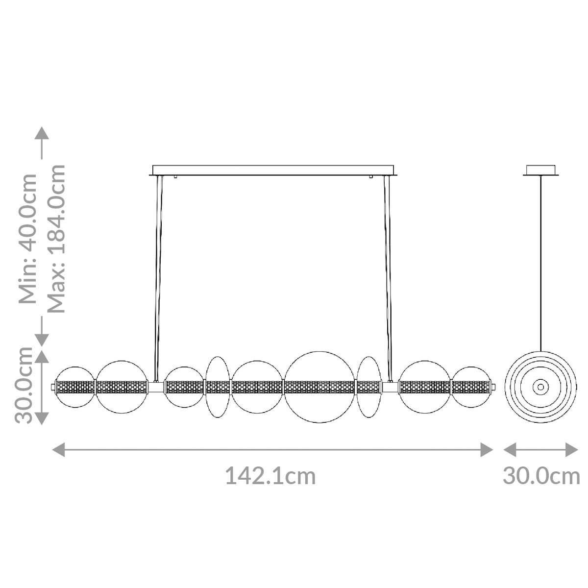 Quintiesse Atomo 7 Light Linear Pendant - Polished Chrome