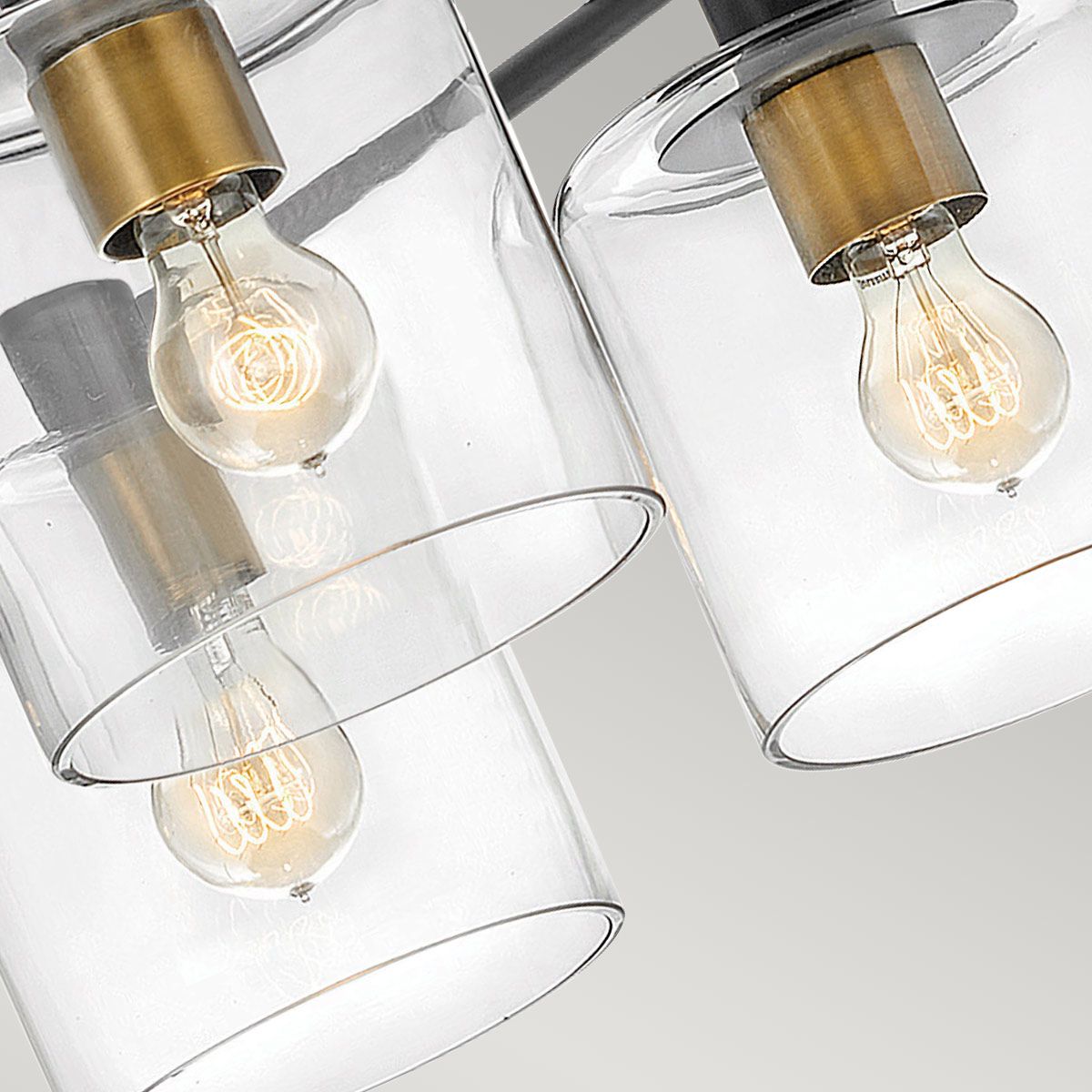 Quintiesse Axel 5 Light Semi-Flush Fitting - Black & Heritage Brass
