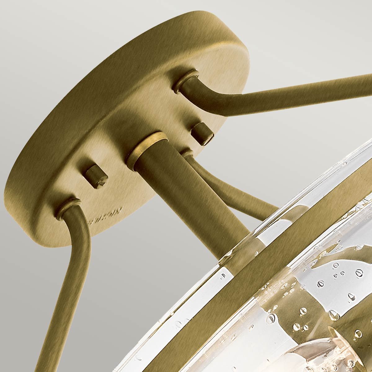 Quintiesse Belle 3 Light Semi-Flush Fitting - Brushed Natural Brass