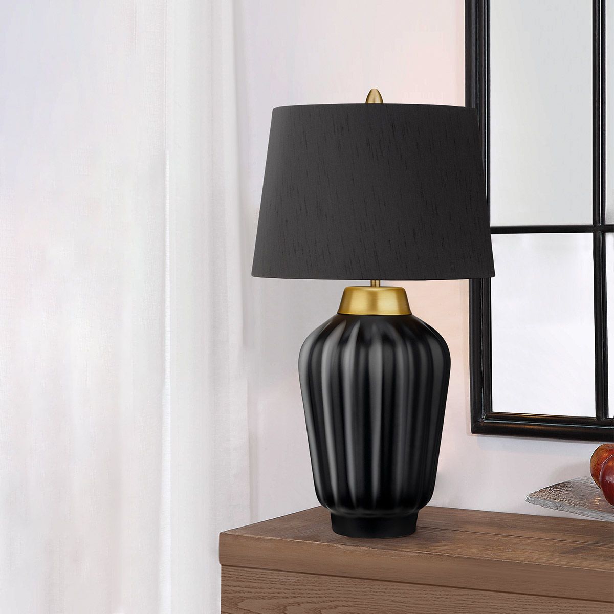 Quintiesse Bexley Single Table Lamp - Black & Brushed Brass
