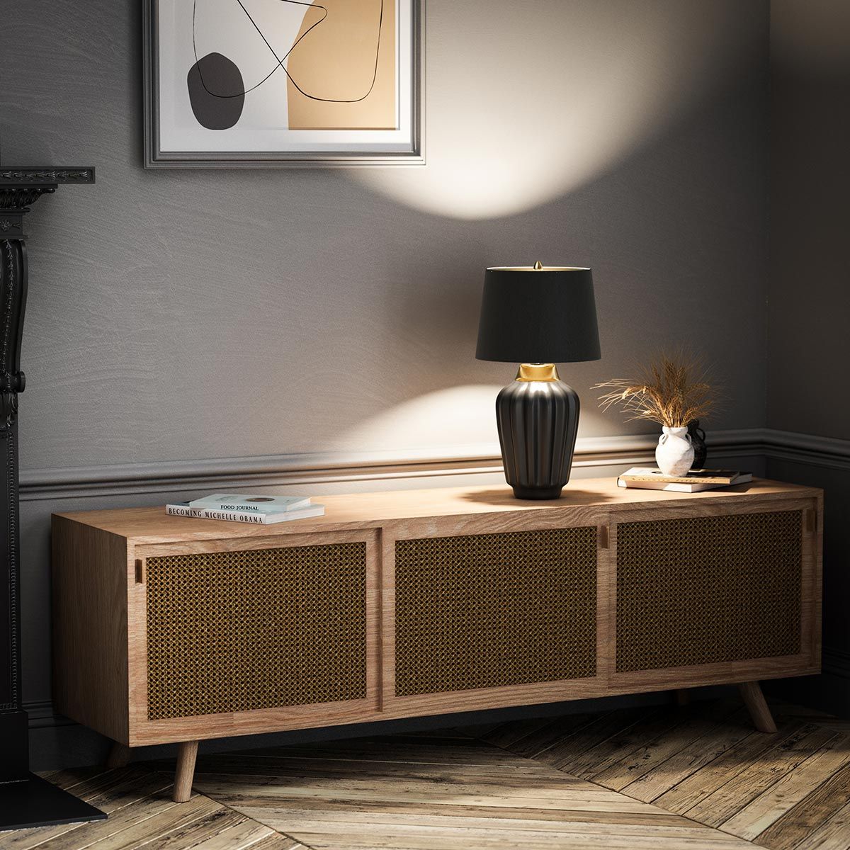 Quintiesse Bexley Single Table Lamp - Black & Brushed Brass