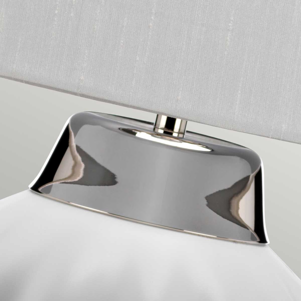 Quintiesse Bexley Single Table Lamp - White & Polished Nickel