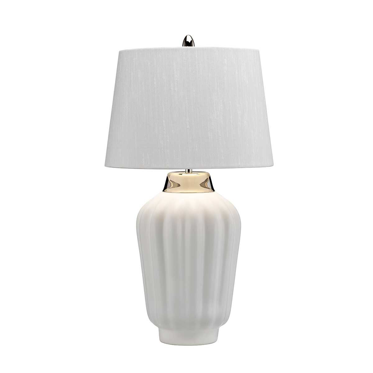 Quintiesse Bexley Single Table Lamp - White & Polished Nickel