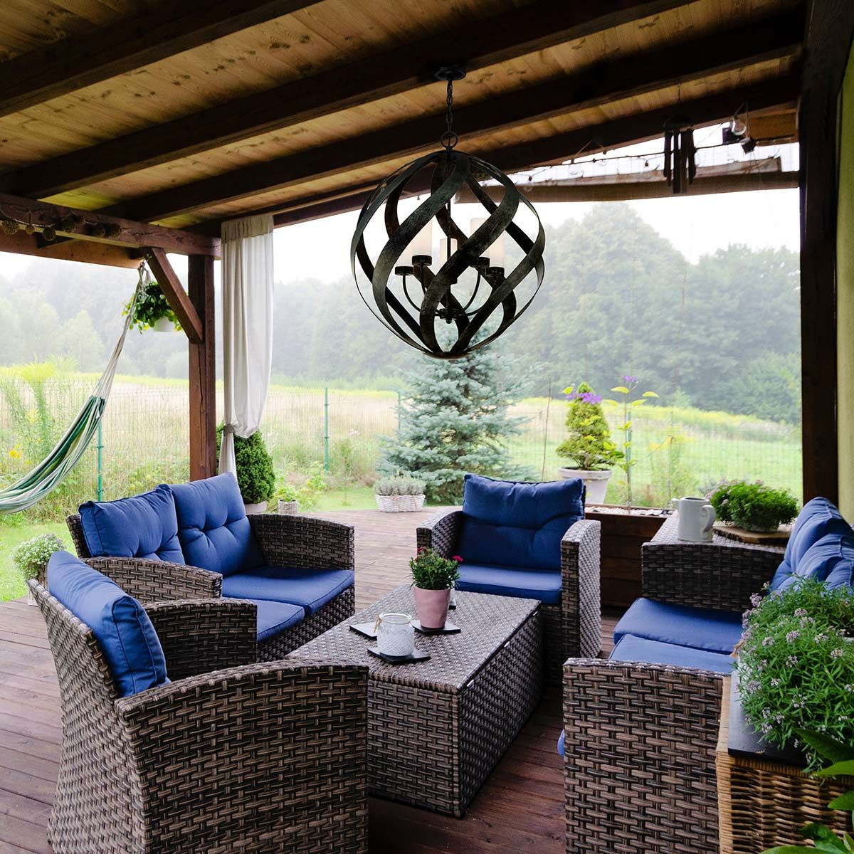 Quintiesse Blacksmith 5 Light Outdoor Chandelier - Old Black