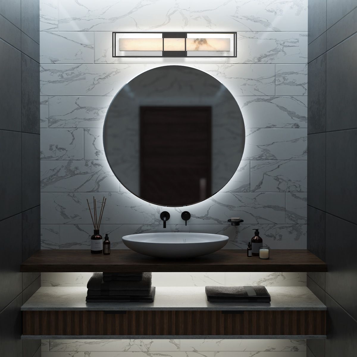 Quintiesse Blakley 1 Light Wall Light Large - Matte Black