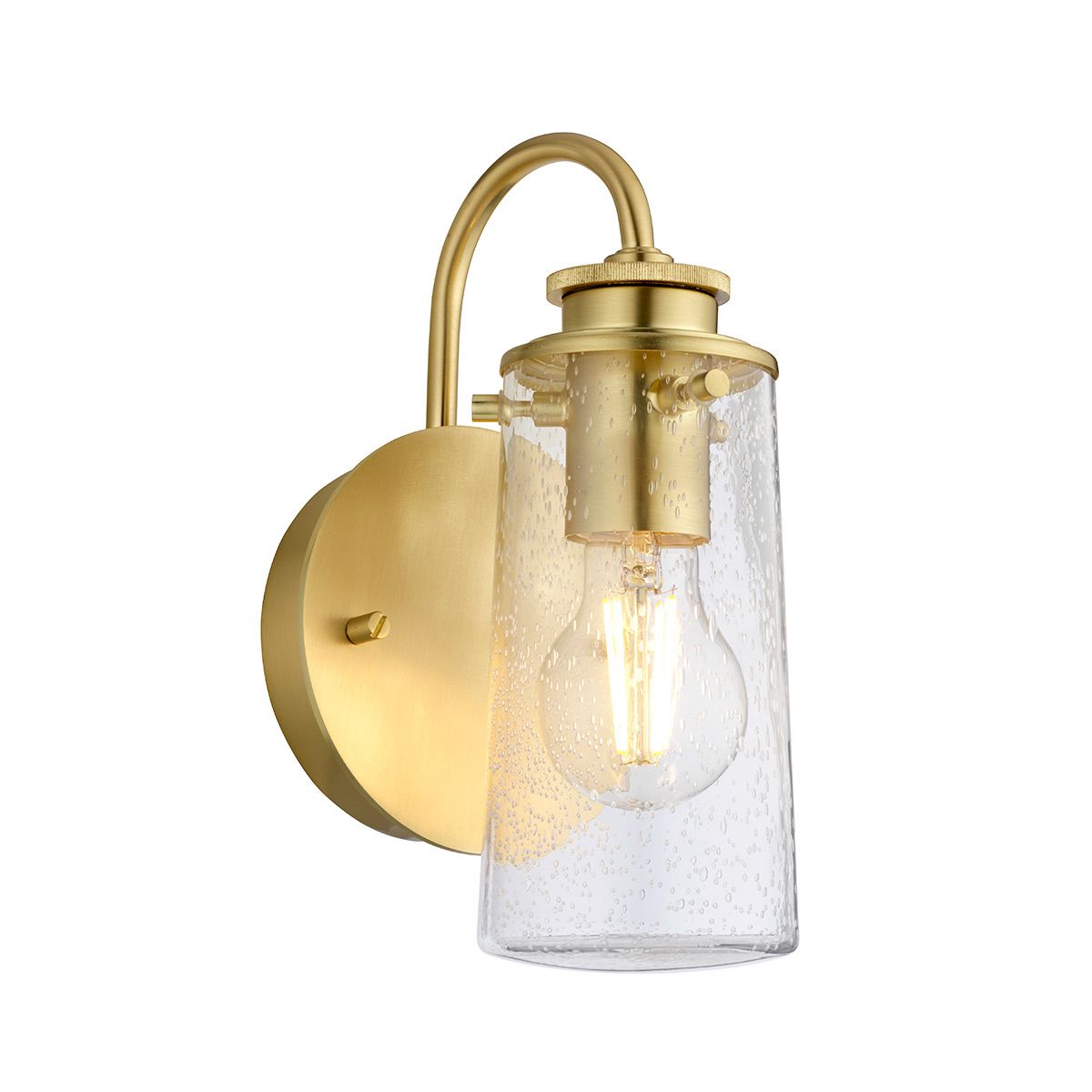 Quintiesse Braelyn Single Bathroom Wall Light - Brushed Brass
